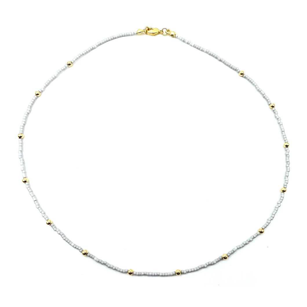 Gold Filled Light Gray Boho Necklace