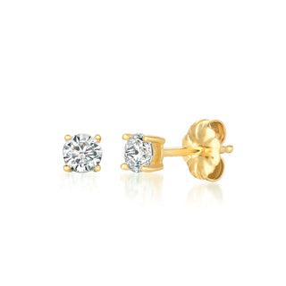 Solitaire Brilliant Stud Earrings Finished in 18kt Yellow Gold - 0.50 Cttw