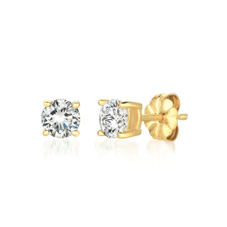 Solitaire Brilliant Stud Earrings Finished in 18kt Yellow Gold - 1.0 Cttw