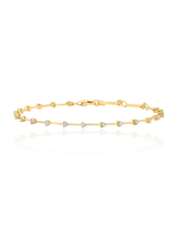 Bar Bracelet with Repeating 2mm Stones Finished in 18kt Yellow Gold