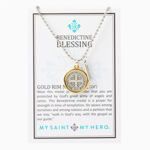 Benedictine Blessing Gold Rim Necklace