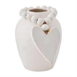 Stoneware Vase with Heart and Beads