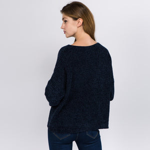 Navy Chenille Knit Sweater