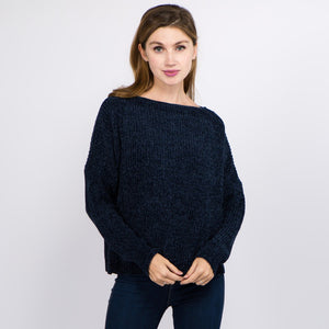 Navy Chenille Knit Sweater