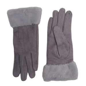 Gray Fur Touch Screen Gloves