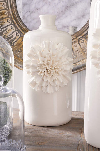 Ceramic Bottle With White Carnation