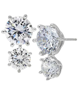 Double Brilliant Stud Earrings Finished in Pure Platinum