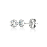 Solitaire Bezel Set Earrings Finished in Pure Platinum - 1.0 Cttw