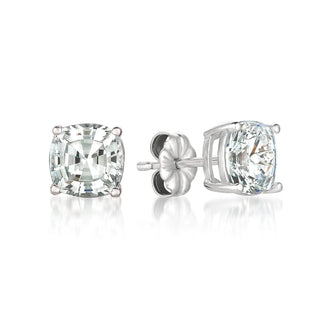 Solitaire Asscher Earrings Finsihed in Pure Platinum - 4.0 Cttw