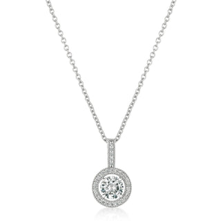 Brilliant Cut Halo Pendant Finished in Pure Platinum