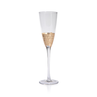 Fez Cut Glass Champagne Flute with Gold Leaf