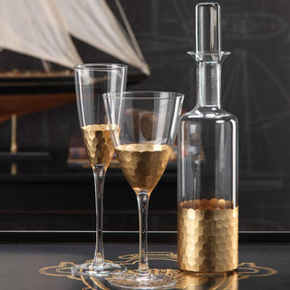 Fez Cut Wine Glass with Gold Leaf