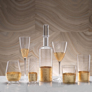 Fez Cut Glass Champagne Flute with Gold Leaf