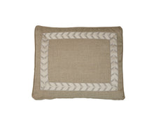 Nubby Natural with Taupe Leaf Box Pillow