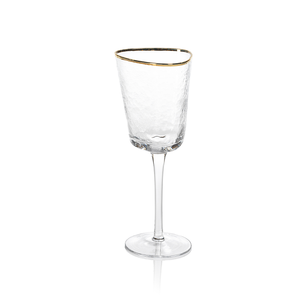 Aperitivo Triangular Wine Glass - Gold Rim