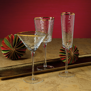 Aperitivo Triangular Wine Glass - Gold Rim