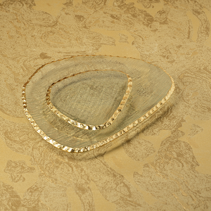 Large Jagged Gold Rim Textured Plate