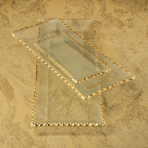 Medium Jagged Gold Rim Textured Rectangular Tray