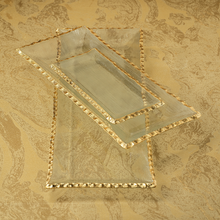 Large Jagged Gold Rim Textured Rectangular Tray