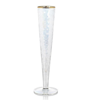 Aperitivo Triangular Slim Champagne Flute- Luster with Gold Rim