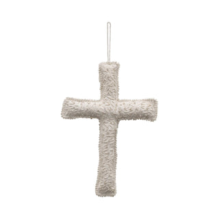 Handmade Recycled Fabric Cross w/Glass Beads