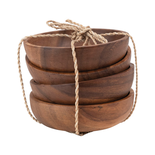 Acacia Wood Bowls - Set of 4