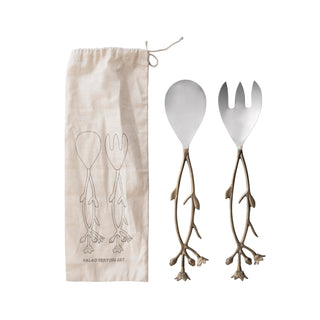 Stainless Steel & Brass Salad Server