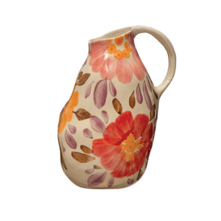 Hand-Painted Stoneware Stoneware Pitcher