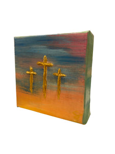 Small Colorful Cross Painting
