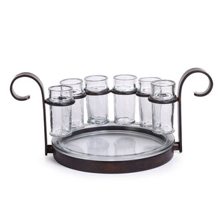 Antique Brown Fiesta Six Shot Tequila Set