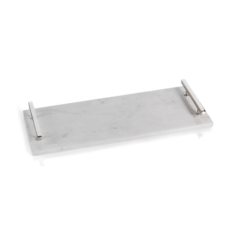 Rectangular Marble Tray with Nickel Handles