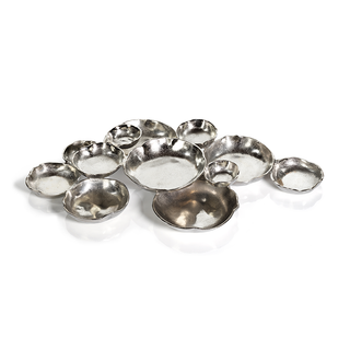 Nickel Cluster of Twelve Round Serving Bowls