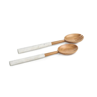 Kenya Wooden Salad Servers with Marble Handles