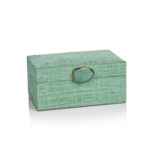 Jade Raffia Palm Box with Stone Accent