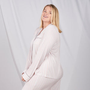 Bamboo Lucy Long Sleeve Button Up Shirt - Pink Stripe