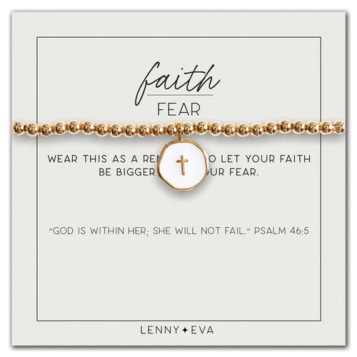 Faith Over Fear Bracelet - White Cross
