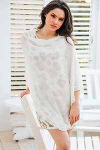 Linen Knit Poncho - White