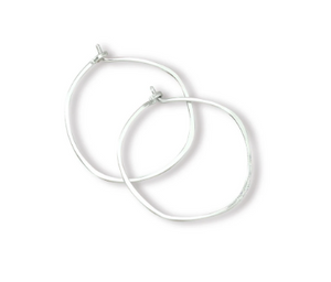 Minimal Hoop Earrings - Silver Small Organic Circle