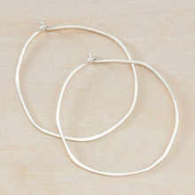 Minimal Hoop Earrings - Silver Large Organic Circle