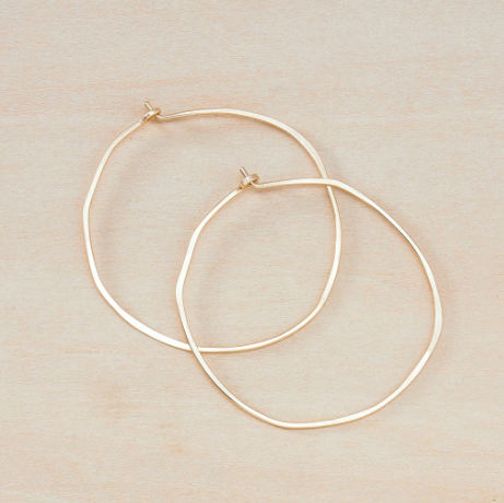 Minimal Hoop Earrings - Gold Large Organic Circle