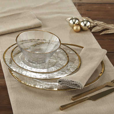 Metallic Gold Rim Glass Platter