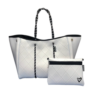 Belmont (White Quilted) Large Tote