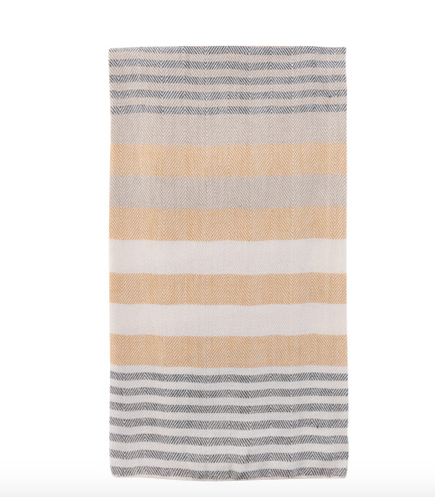 Mustard & Gray Striped Tea Towel