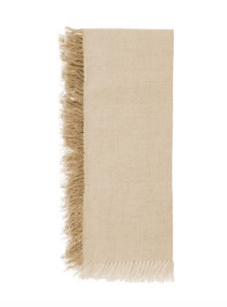 Fringed Linen Napkin Set - Mustard