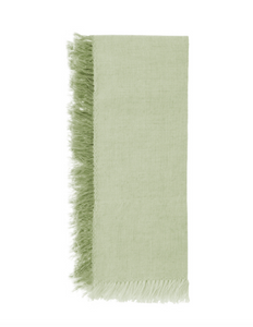 Fringed Linen Napkin Set - Green