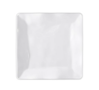 Ruffle White Melamine Square Dinner Plate