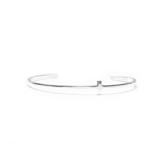 Petite Sideways Cross Cuff Bracelet - Silver