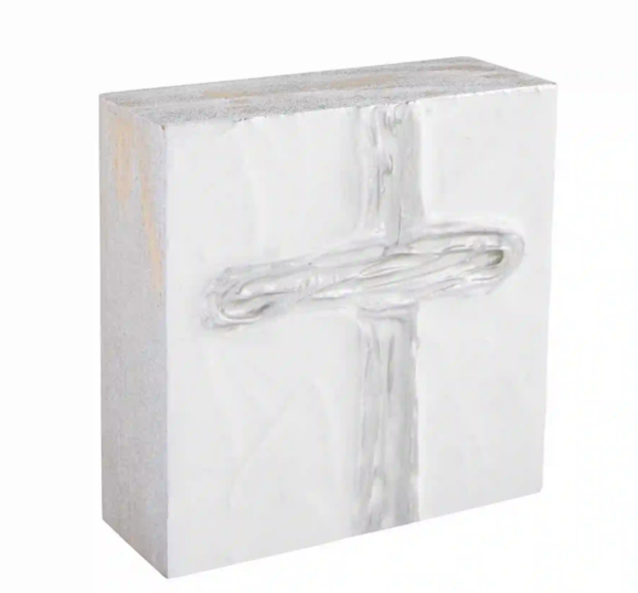 Small Silver Cross Decorative Block