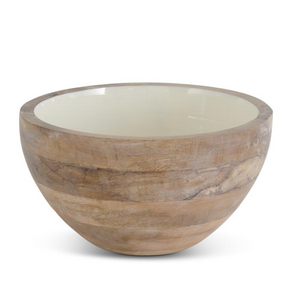 Ivory Enameled Mango Wood Bowl