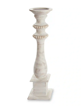 Medium Beaded Wooded Candlestick